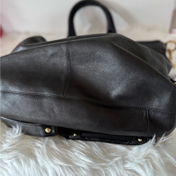 Coach Vintage Black Leather Tote Bag Retro